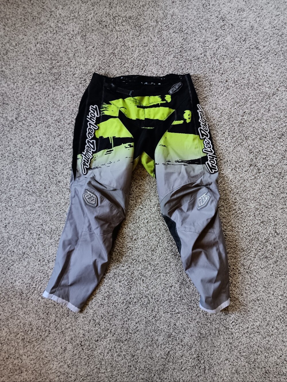 Troy Lee Designs Gp Brush Black And Glow Green Motocross Riding Pants Adult 34